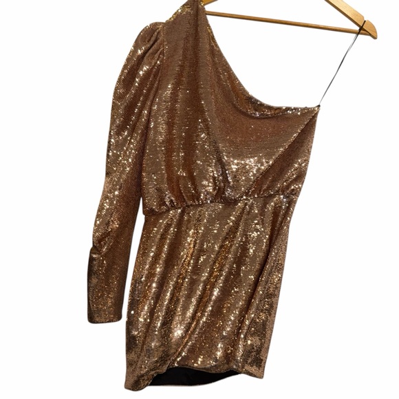 Alexandre Vauthier Gold Sequin One-Shoulder Mini Dress FR42 US10 Cocktail Party - Picture 8 of 14